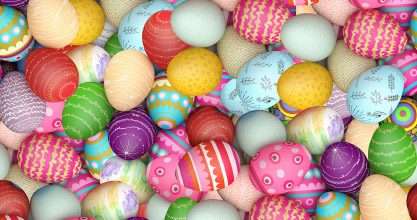textiler Bodenbelag mit digital bedruckten Ostermotiven textiler Bodenbelag mit digital bedruckten Ostermotiven
